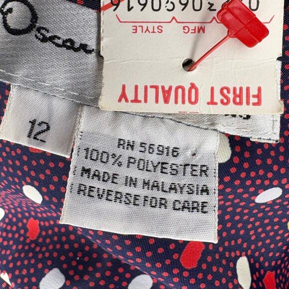 NWT VTG Oscar De La Renta Expressions Abstract Print Blouse Womens Sz 12 - Picture 9 of 10